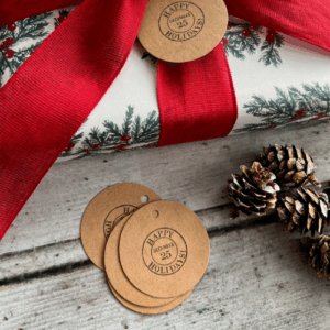 Happy Holidays Round Kraft Gift Tags