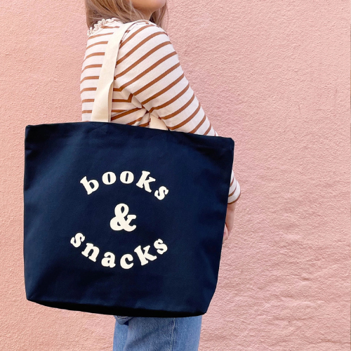 Books & Snacks - Blue Tote Bag