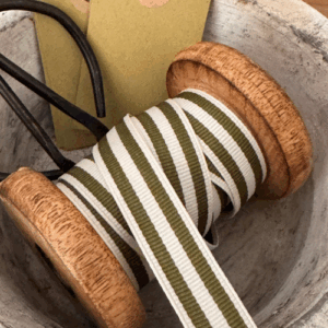 Sage & Cream Stripe Ribbon