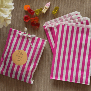 Pink Stripe Paper Treat Bags