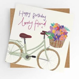 Lovely Friend Bicycle & Flowers Birthday Card